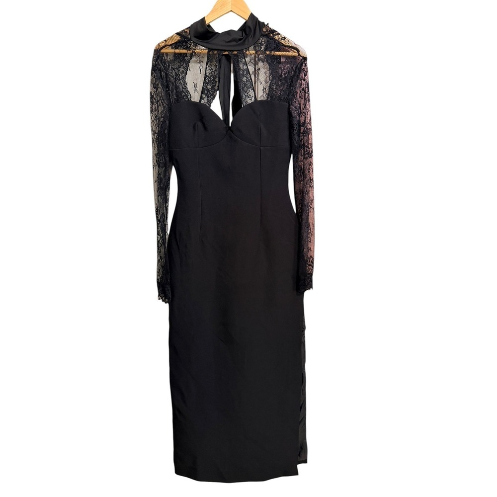 Coquette Dark Miss Rosier Quitterie Black Lace panel maxi Dress M NEW